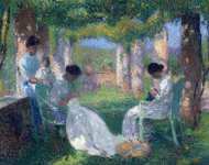 Women Sewing in Grand Pergola in Park of Marquayrol